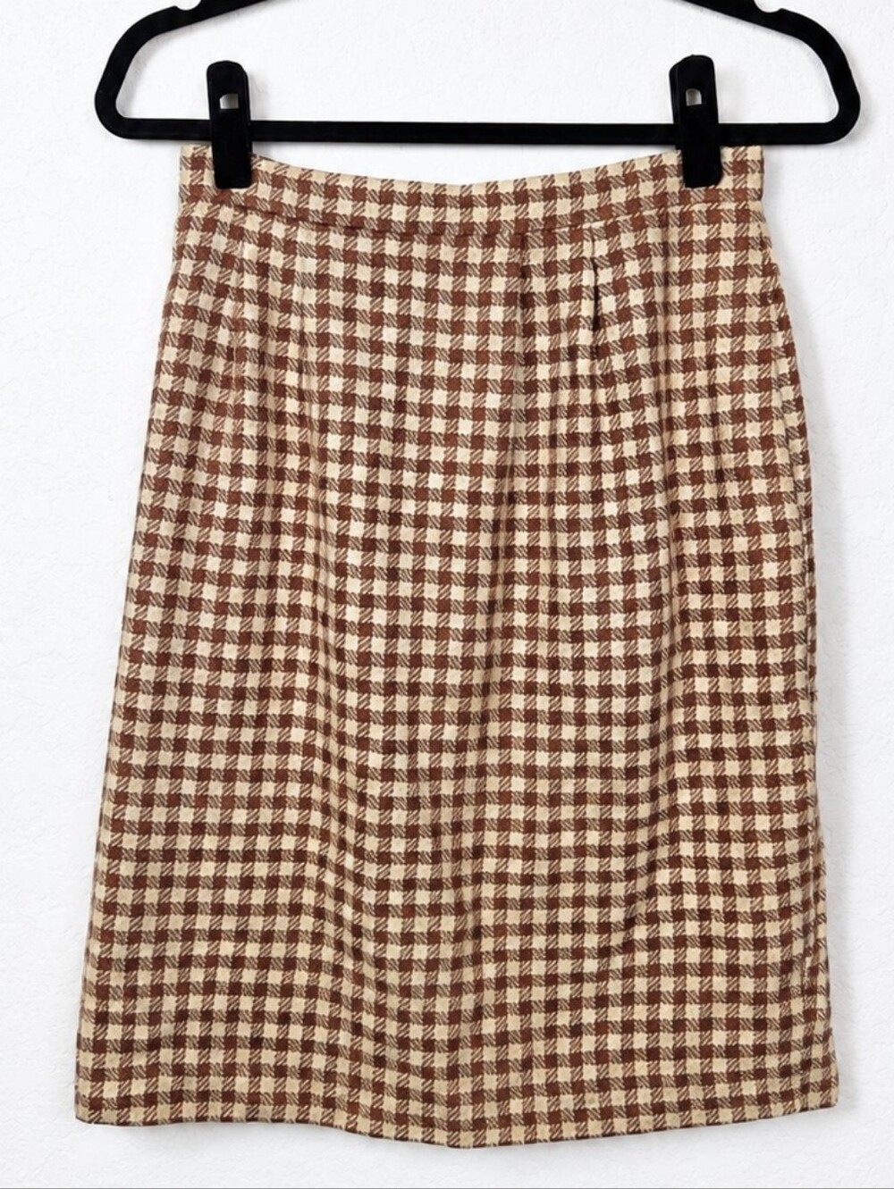 Vintage Carlisle 100% Silk Houndstooth Pleated Skirt 8 Academia Old Money